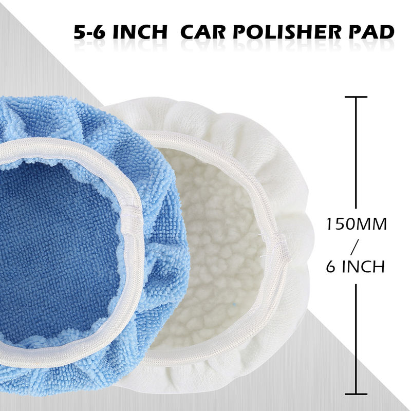 Thumbnail: 8Pcs Polishing Bonnets Buffer Pads 6 Inch Polishing Wheel Soft Wool Pads For Boa