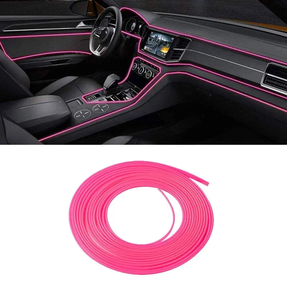 1pc 5M Universal Pink Point Edge Gap Door Panel Molding Line Trims Car Interior
