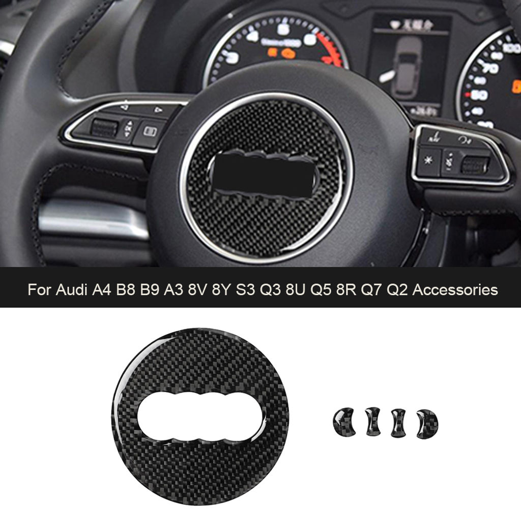 Car Steering Wheel Cover Carbon Fiber Texture Sticker Decoration For Audi A4 B8