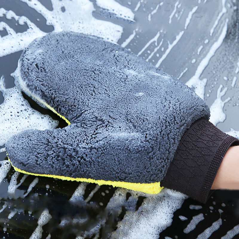 Car Wash Cleaning Glove Brush Thick Double-faced Microfiber Coral Fleece Gloves