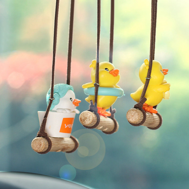Thumbnail: Cartoon Cute Animated Car Accessories Swinging Duck Pendant Car Rearview Mirror