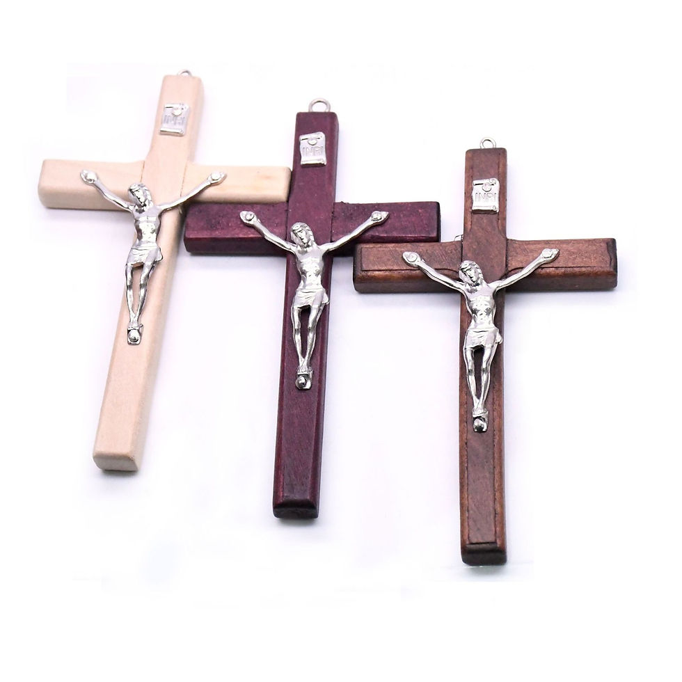 Thumbnail: 1pcs Handmade Wooden Cross Christ Statue Religious Prayer Hand Holding Cross Pen