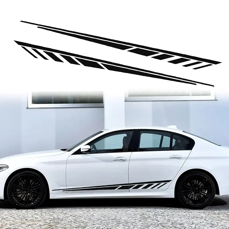 2pcs Car Body Side Stripe Sticker Vinyl Car Decal Suitable For All Car Side Trim