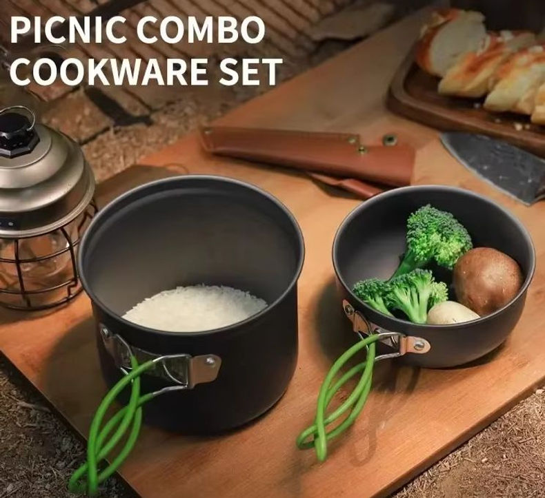 Outdoor camping cooking set kitchen supplies hard aluminum alloy material cookwa