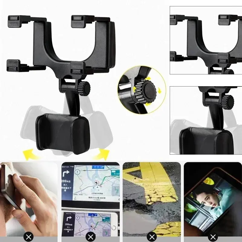 Thumbnail: Universal Car Holder Rearview Mirror Mount Bracket Navigation GPS Mobile Stand C