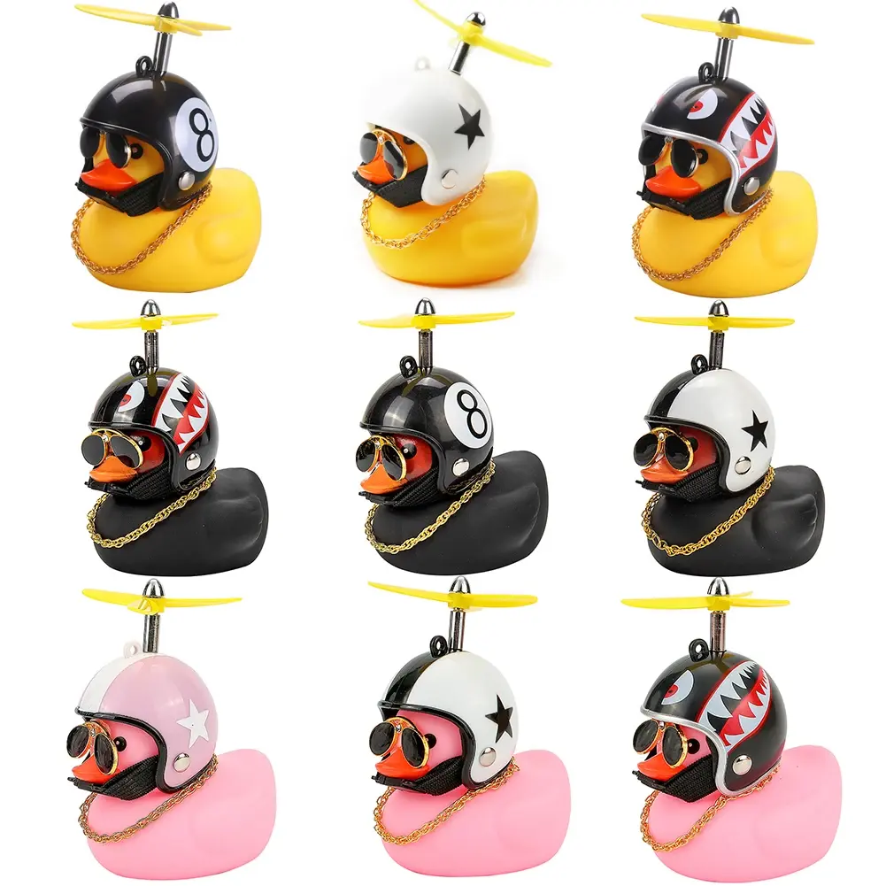 Rubber Duck Car Ornaments Dashboard Interior Decor with Sunglasses Necklace for