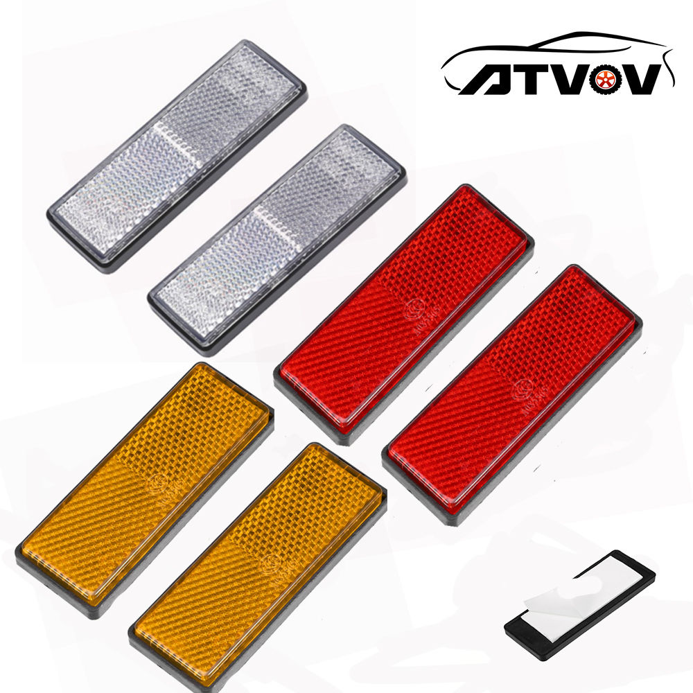 ATVOV 2PCS Self Adhesive Reflector Rectangular Safety Mark Signal Strip Position
