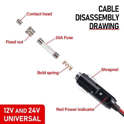 positive and negative cigarette lighter 1/2/3PC 12V 24V Male Car Cigarette Lighter LED Socket Plug Connector 20A  Auto Hi