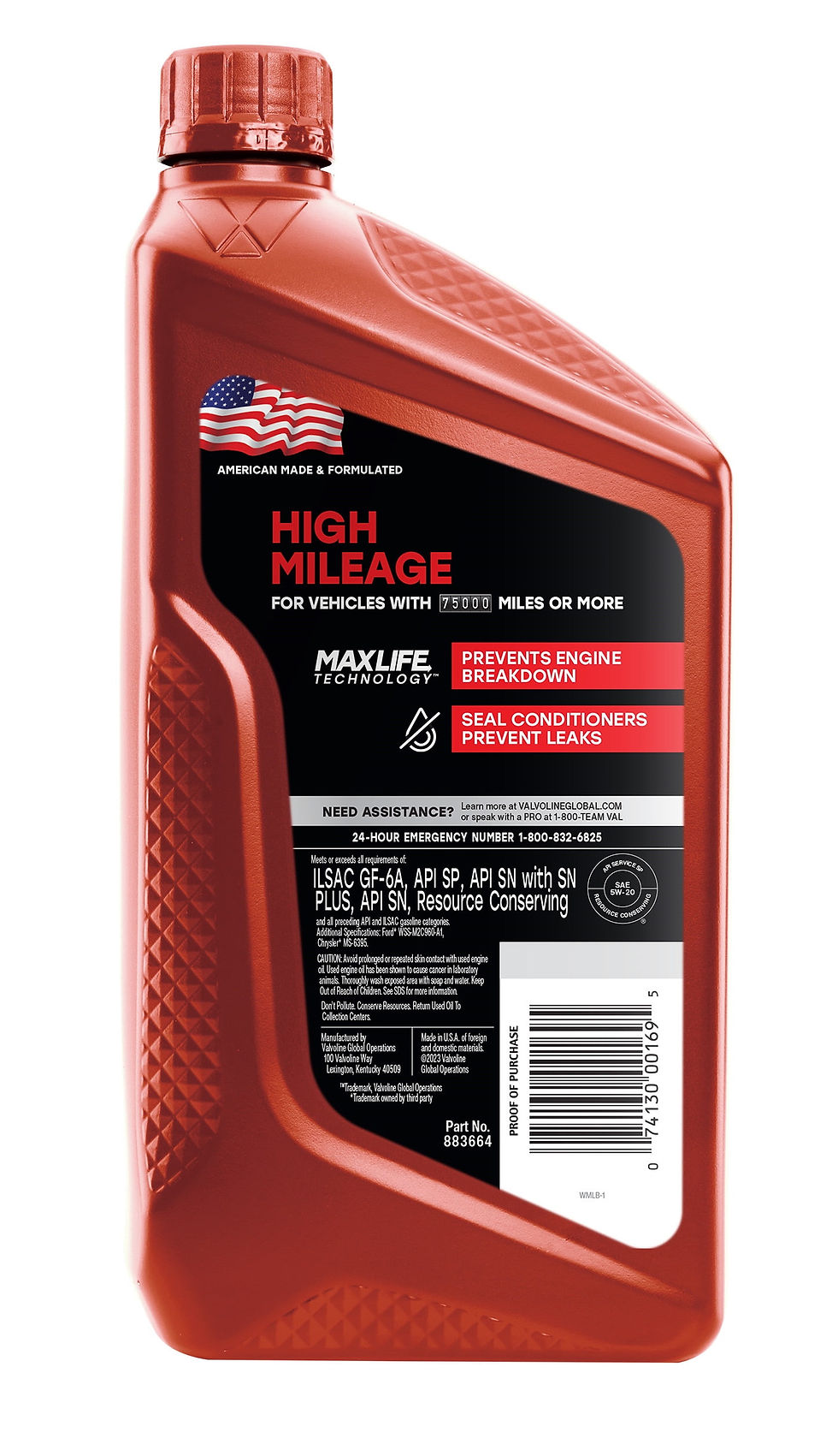Thumbnail: Valvoline Full Synthetic High Mileage with MaxLife Technology 5W-20 Motor O..