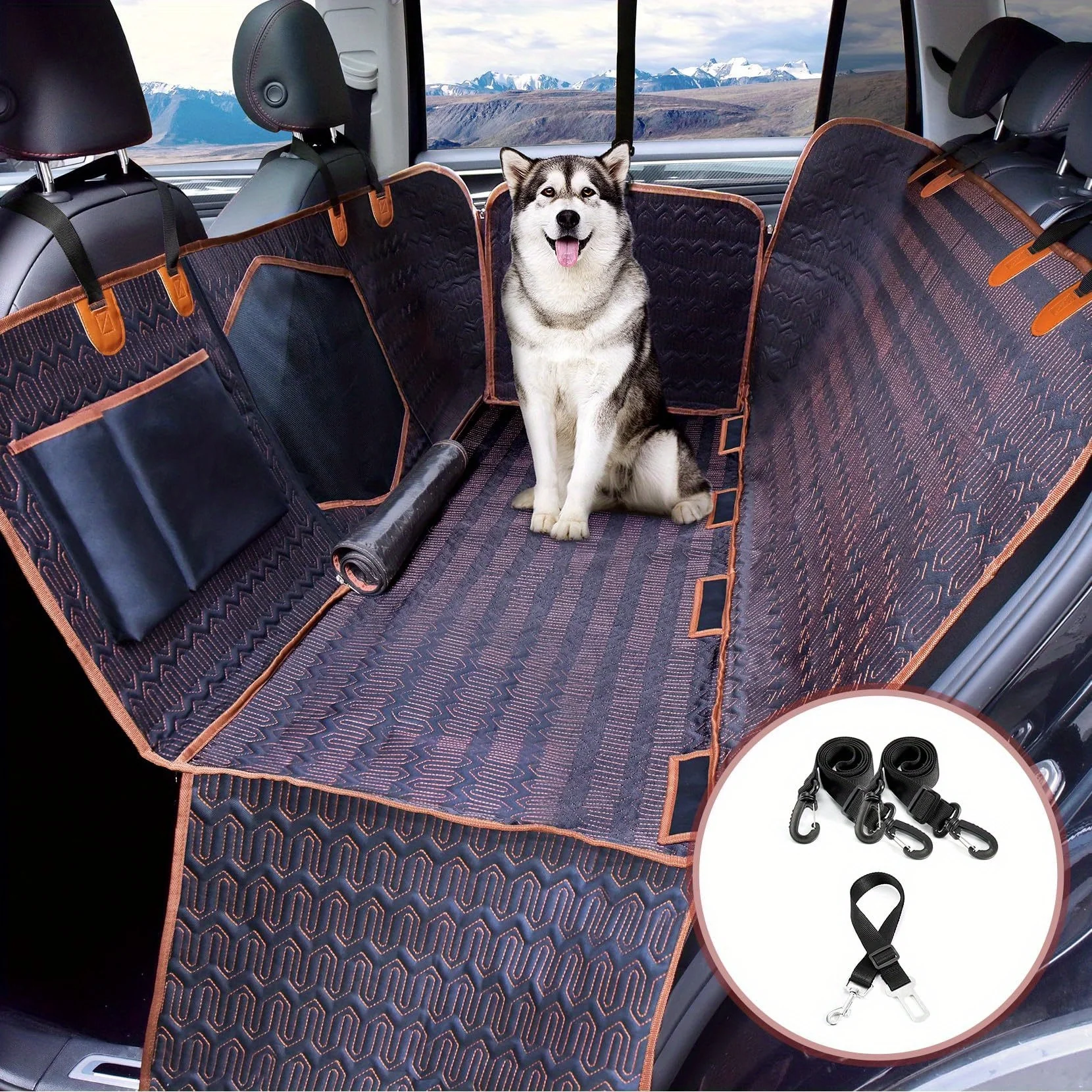 Dog Car Seat Cover, 600D Scratch Proof Nonslip Durable Back Seat, Dog Hammock wi
