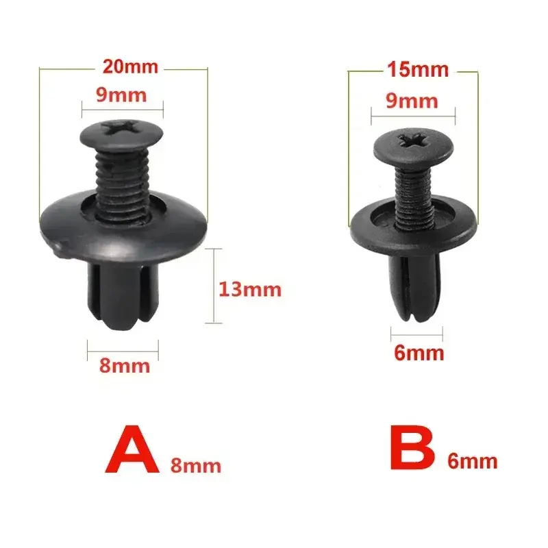 Thumbnail: 8mm/6mm Plastic Rivets Fasteners Screw Car Fender Bumper Screws Clips Rivets Aut