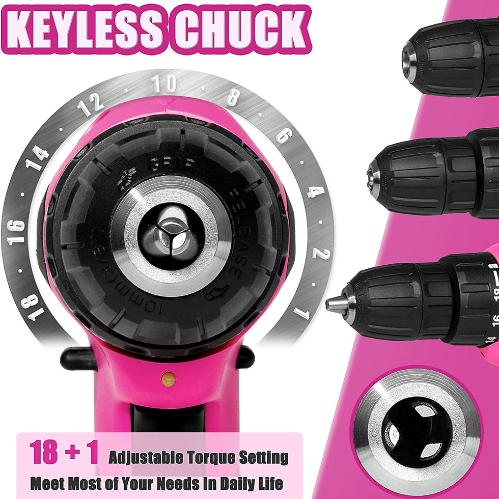 Thumbnail: ThinkLearn Pink Drill Set for Women, 137 Piece Hand and Power Tool Set with..