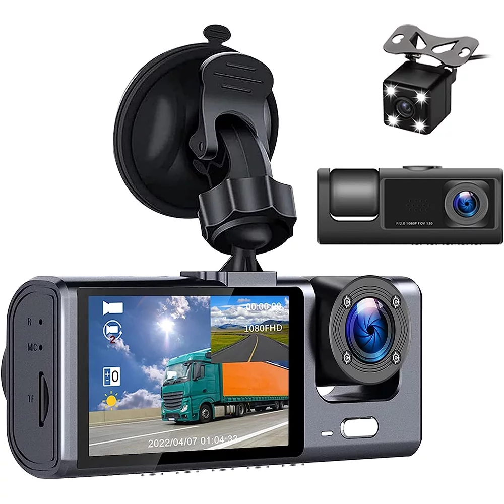 2" Car Dual Camera Dash Cam Front and Backup 1080P Driving Recorder DVR 150° Wid
