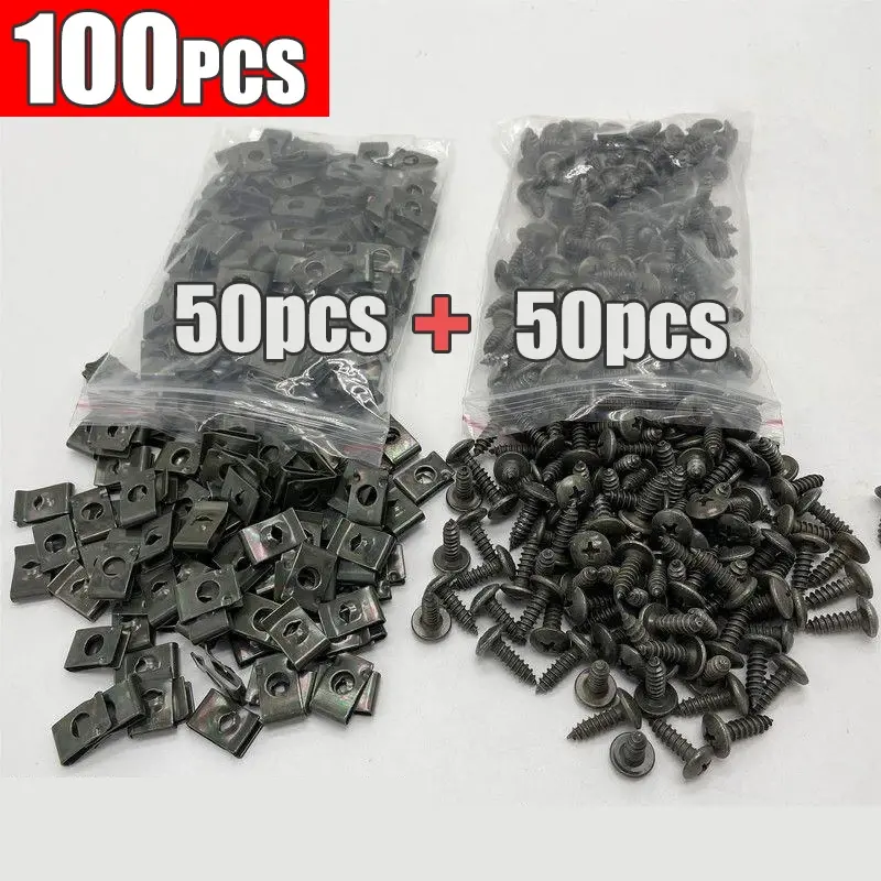 Thumbnail: Car Metal Screw Clips Mixed Set U-Type Fastener Clip with Screw Anti-rust Fender