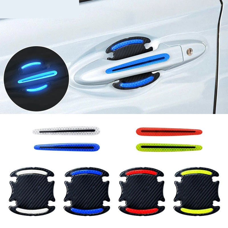 8PCS Car Door Bowl Handle Protector Safety Warning Anti-collision Anti-scratch R
