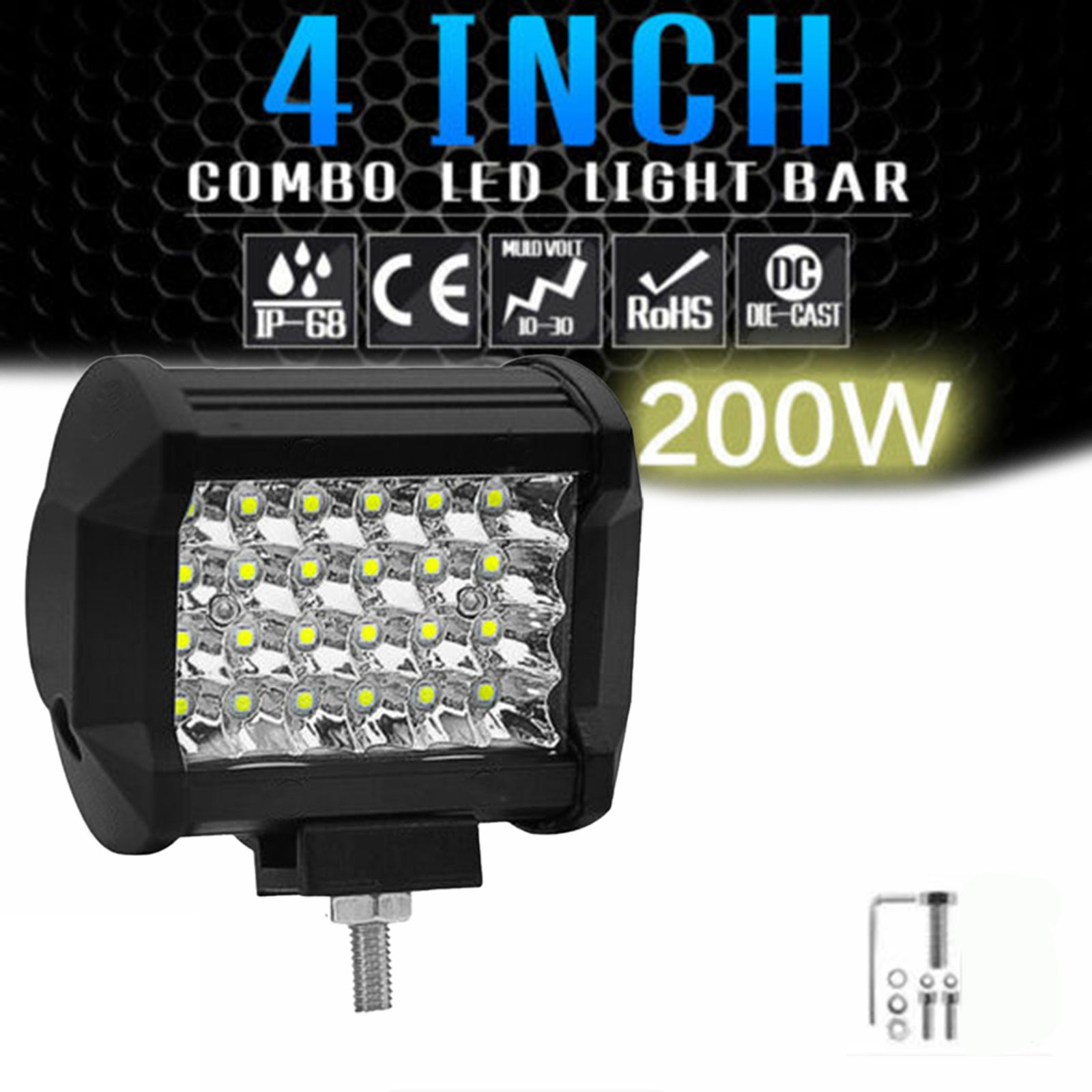 4inch 72W LED Work Light Bar Sport Combo Lamp Offroad Driving Truck White Automo