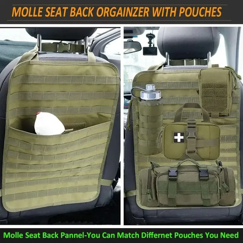Thumbnail: Car Rear Seat Back Organizer – Tactical MOLLE Hanging Storage for Outdoor Gear