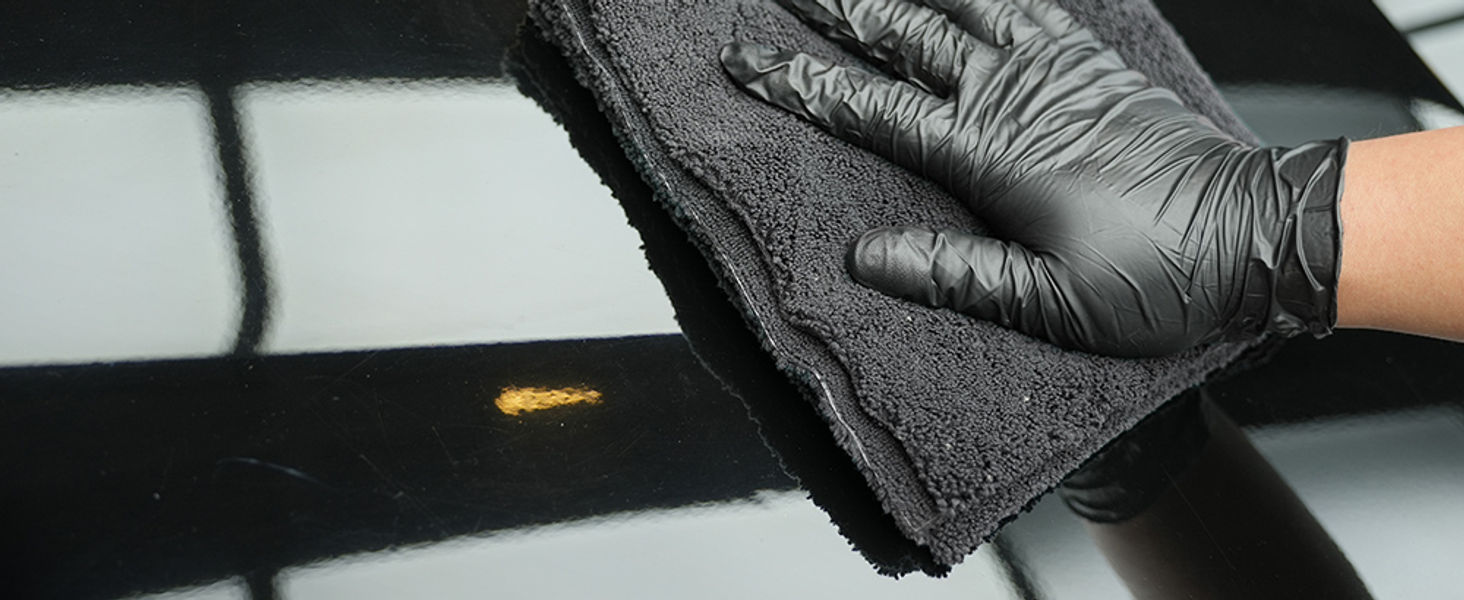 SPTA 1Pc Black Edgeless Auto Detailing Towel 320GSM All Purpose Dual-Pile Microf
