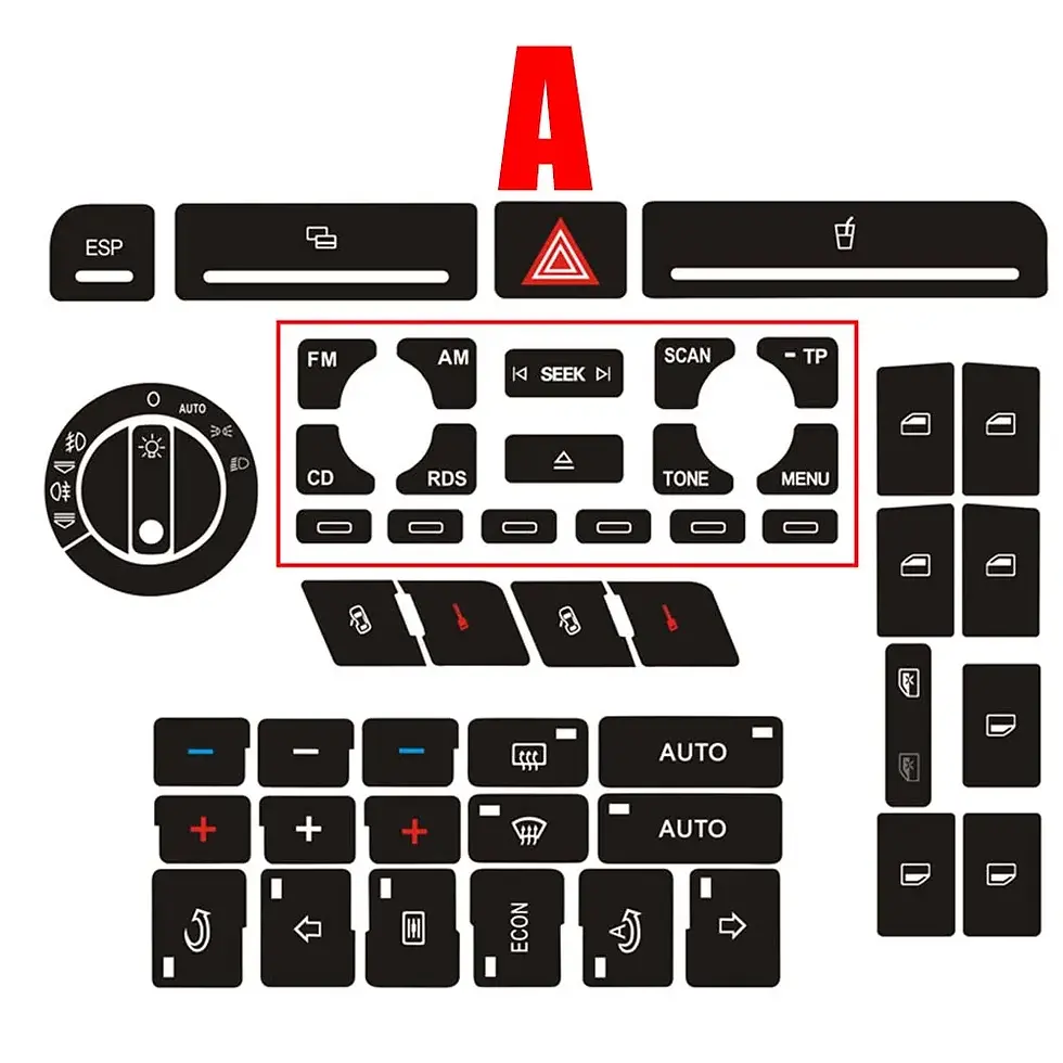 Thumbnail: 1set Button Repair Decal Sticker For A4 B6 B7 Radio Clima For ESP Headlight Adju