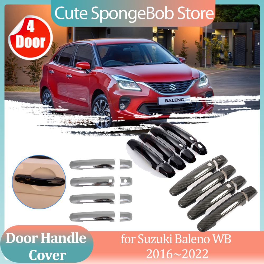 Car Handle Cover for Suzuki Baleno WB 2016~2022 2017 2018 ABS Carbon Fiber Black