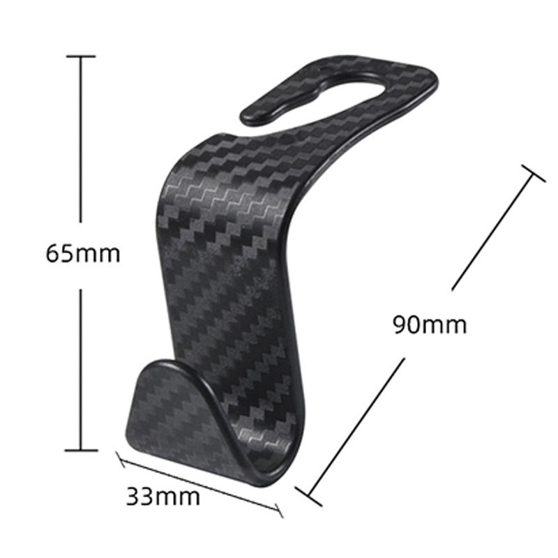 Thumbnail: 1/4pcs Carbon Fibre Hooks Car Seat Headrest Storage Hanger Universal Car Back Se