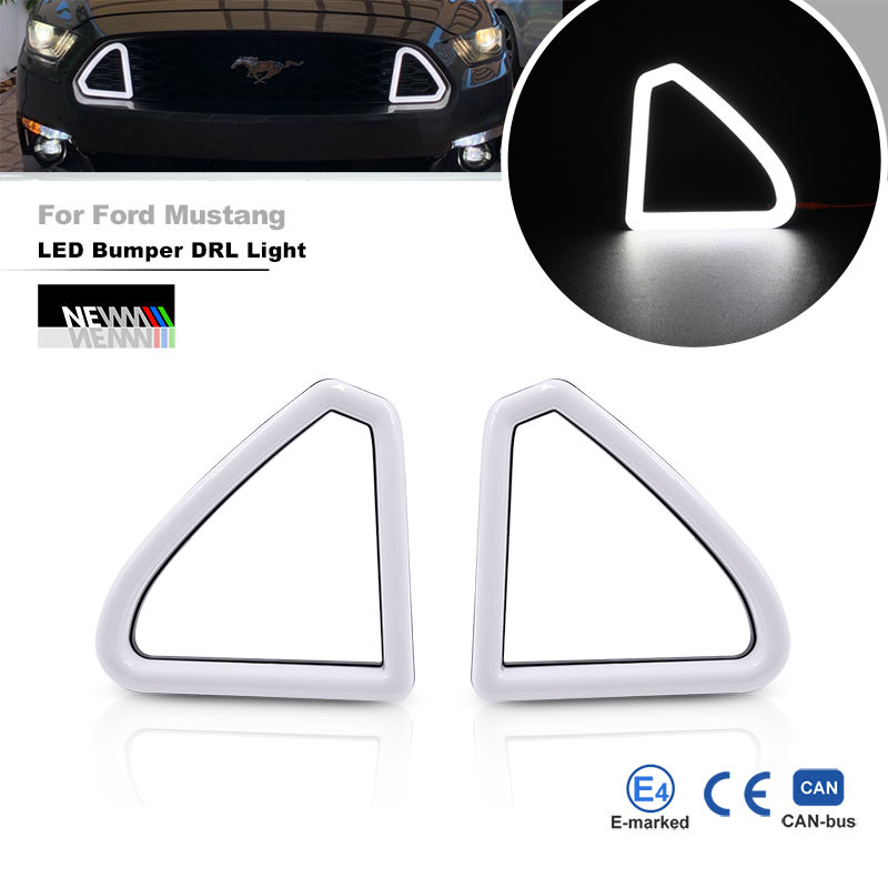 Fits For Ford Mustang 2015 2016 2017 Front Grille Hood Bumper Led DRL Daytime Ru