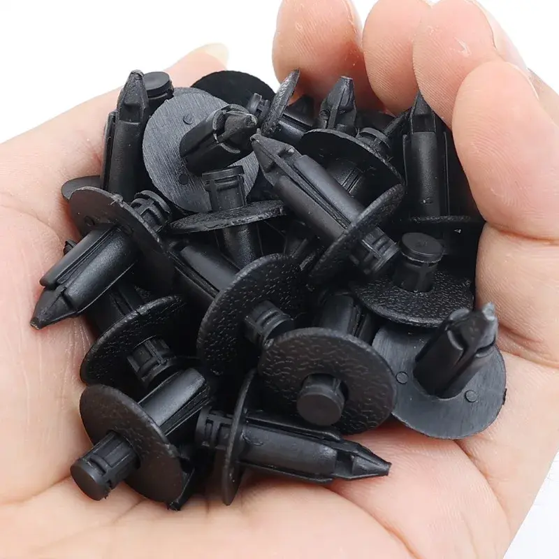 Thumbnail: 50pcs Car 8mm/6mm Hole Plastic Rivets Fastener Push Clip Black Auto Vehicle Door