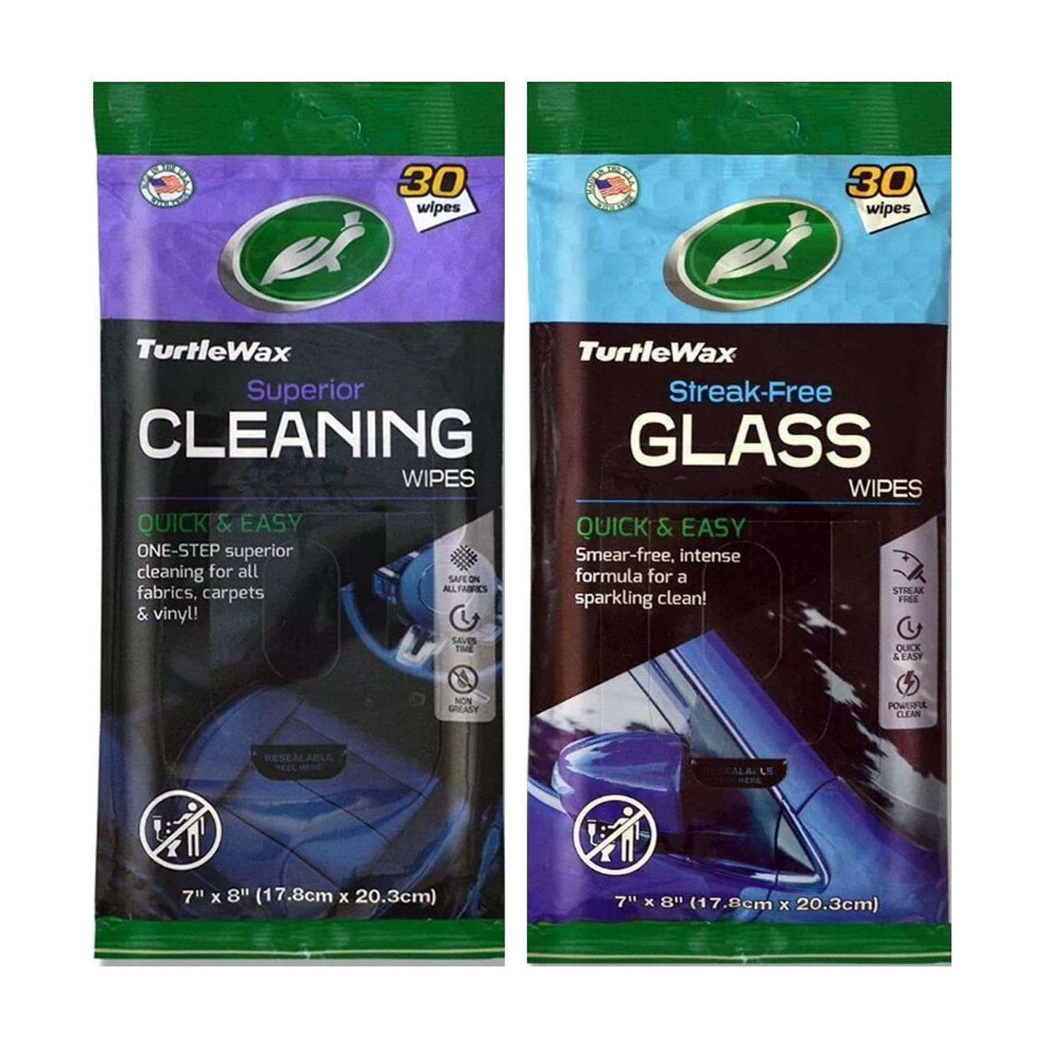 Turtle Wax Interior Cleaning Pouch With 30 Car Cleaning & Glass Wipes