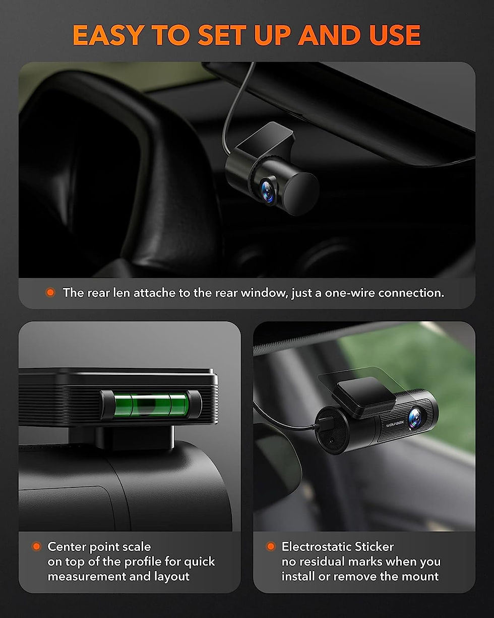 Thumbnail: WolfBox Dash Cam Front and Rear, 4K UHD Front and 1080P Rear DashCam with G..