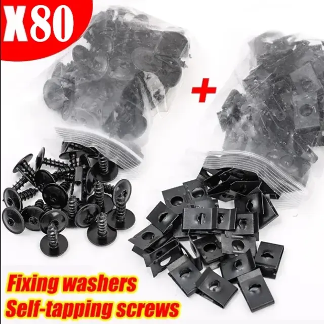 Thumbnail: 100/50/10pcs U-Type Metal Clips with Screws for Car and Motorcycle Anti-Rust Tap