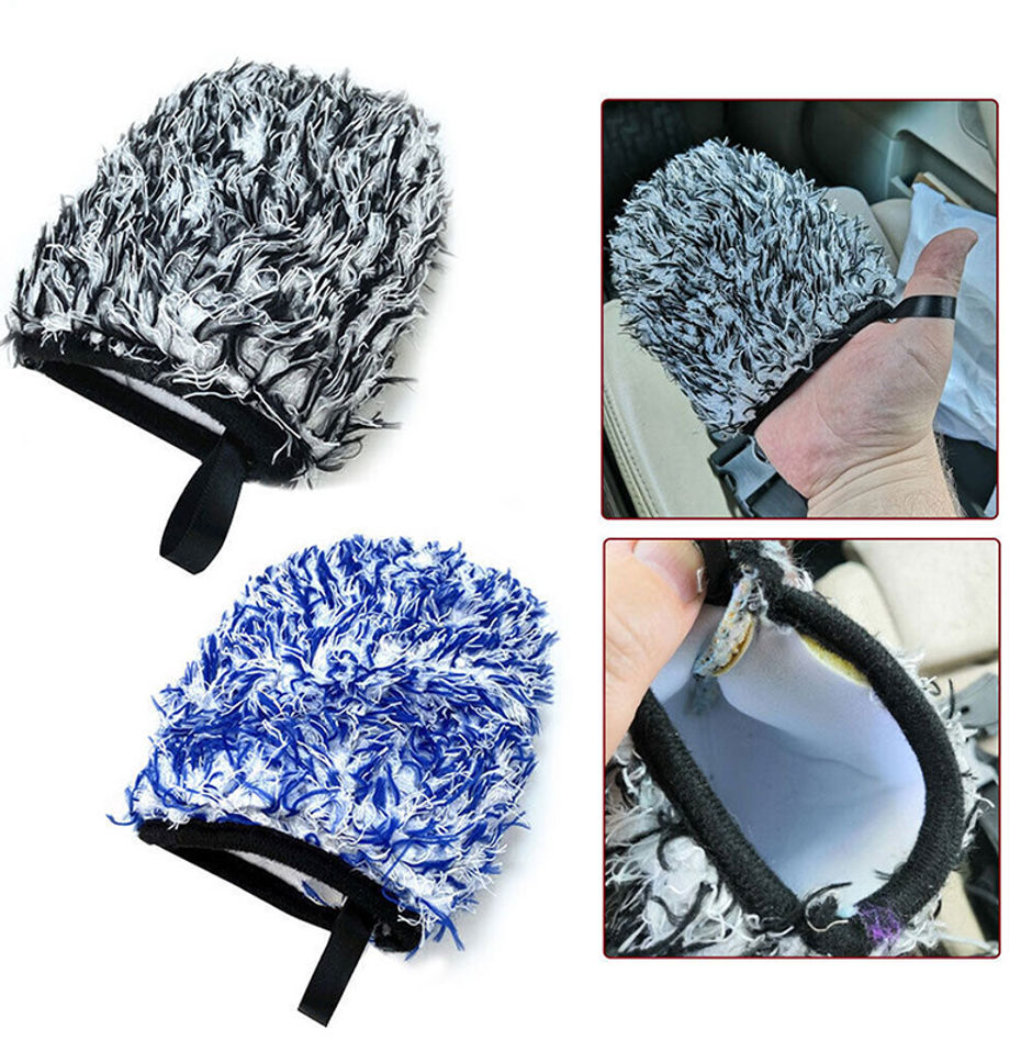 Microfiber Car Washing Gloves Auto Wheel Hub Rim Cleaning Mitt Ultra-Soft Thicke