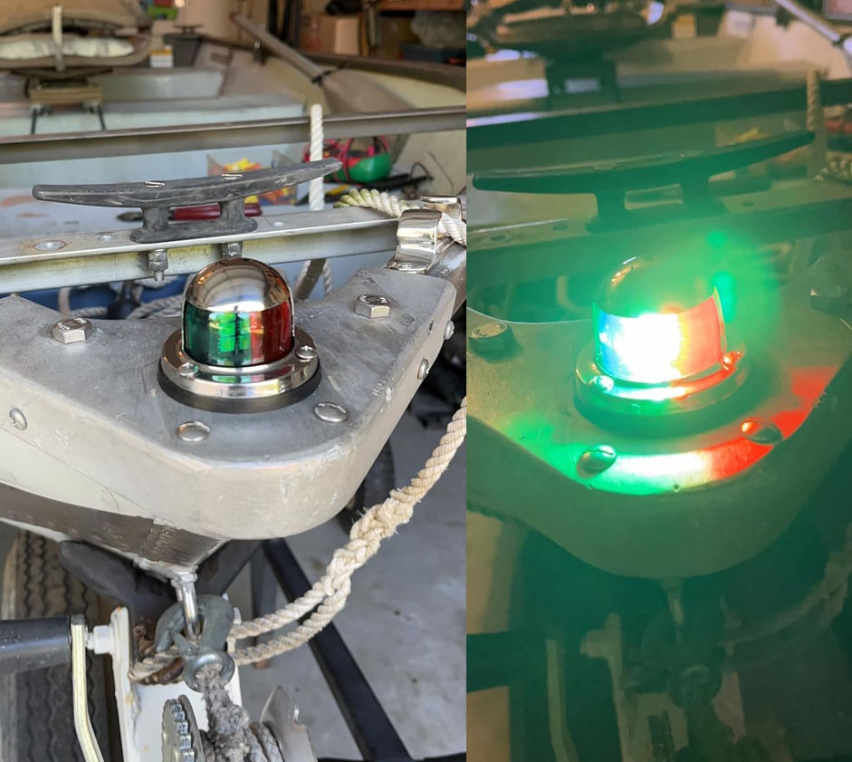Thumbnail: Marine Navigation Lights - LED Bow & Stern Sailing Lights, Red & Green, 12V Stai
