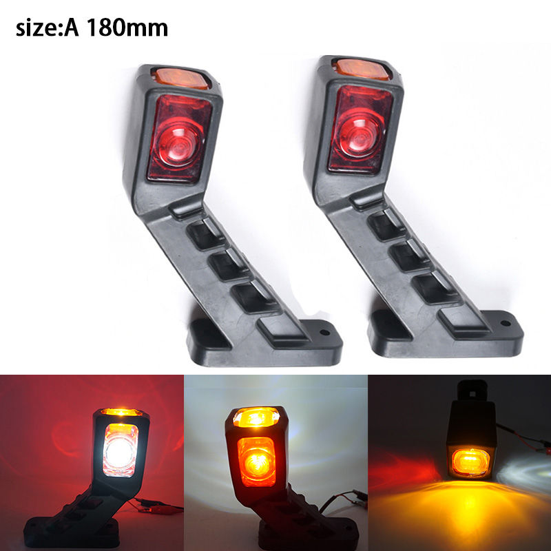 Thumbnail: New 2pcs 3Faces White Red Yellow 12/24V LED Side Marker Light Tail Light For Tra