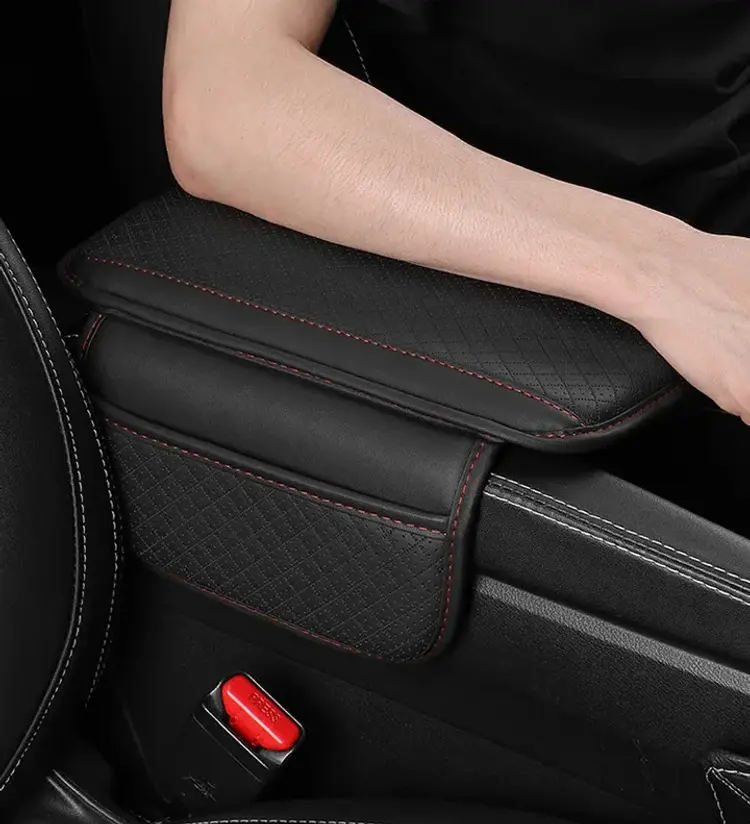 Thumbnail: Universal Car Arm Rest Cushion PU Leather Breathable Center Console Box Cover An