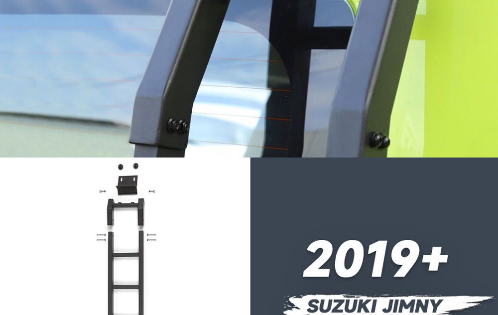 Areyourshop Aluminum Car Rear Tail Door Tailgate Ladder Climbing for Suzuki Jimn