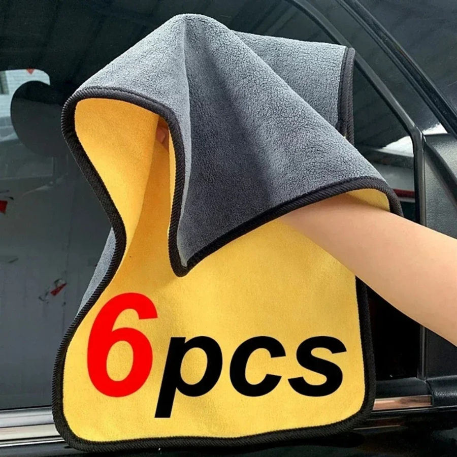 1/2/6/10pcs Microfiber Cleaning Towel Thicken Soft Drying Cloth Car Body Washing