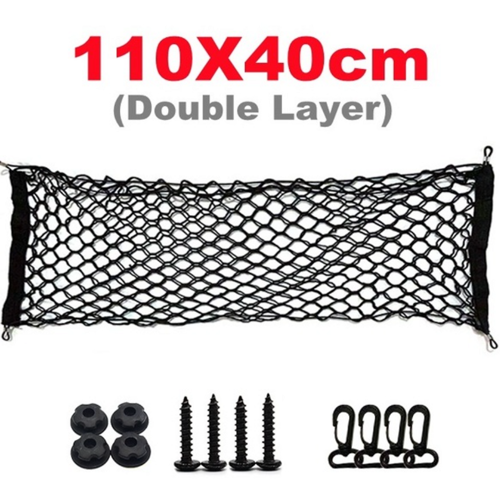 Thumbnail: Car Rear Trunk Net Mesh Elastic Nylon Back Cargo Storage Organizer Double Layer