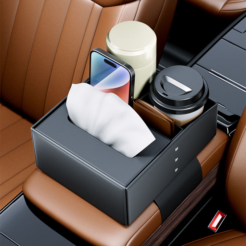 Thumbnail: PU Leather Car Armrest Storage Box – Universal Console Organizer