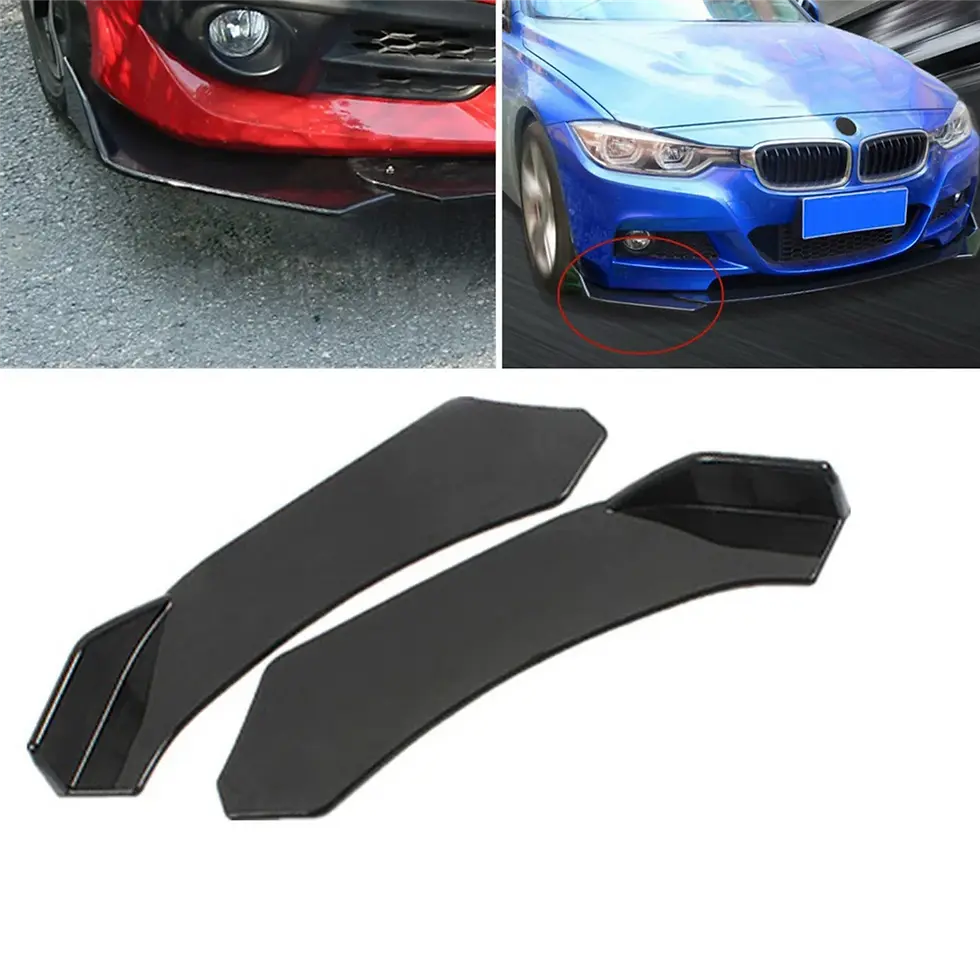 Thumbnail: 2Pcs Universal Car Front Shovel Bumper Lip Splitter Chin ABS Spoiler Black