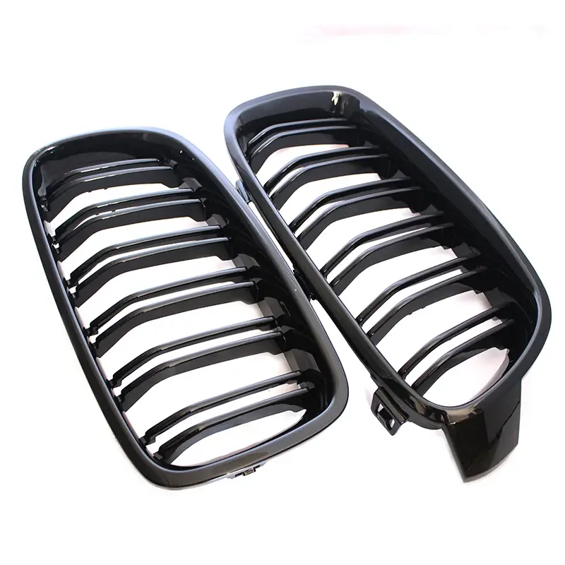 Thumbnail: Car Front Grille Racing Front Sport Grill Gloss Black Double Slat Kidney Grille