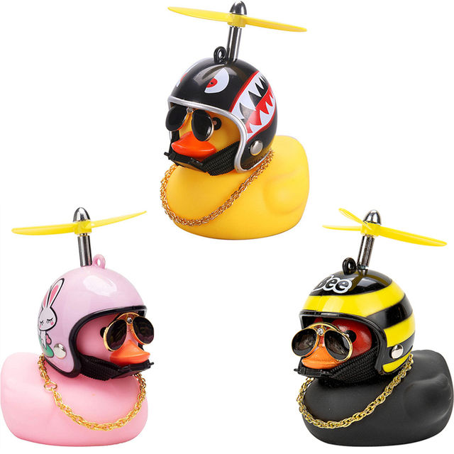 Thumbnail: Car Cute Little Yellow Duck With Helmet Propeller Wind-breaking Wave-breaking Du