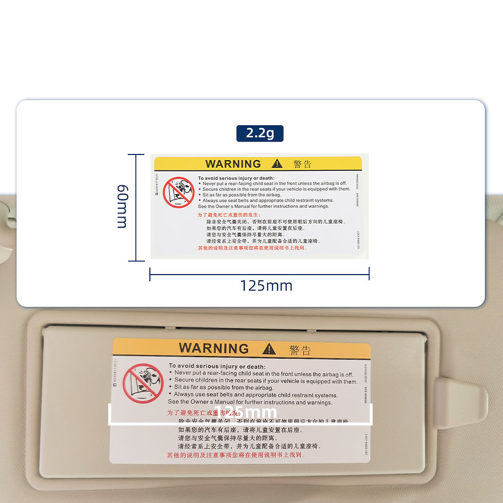 Thumbnail: Car Interior Front Sun Visor Makeup Mirror Sticker Airbag Sticker Safety Warning