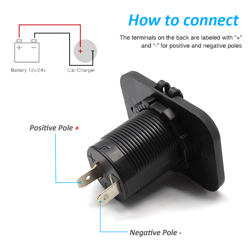 Thumbnail: Cigarette Lighter Socket Waterproof 12V Power Plug Outlet Receptacle for Car Mar