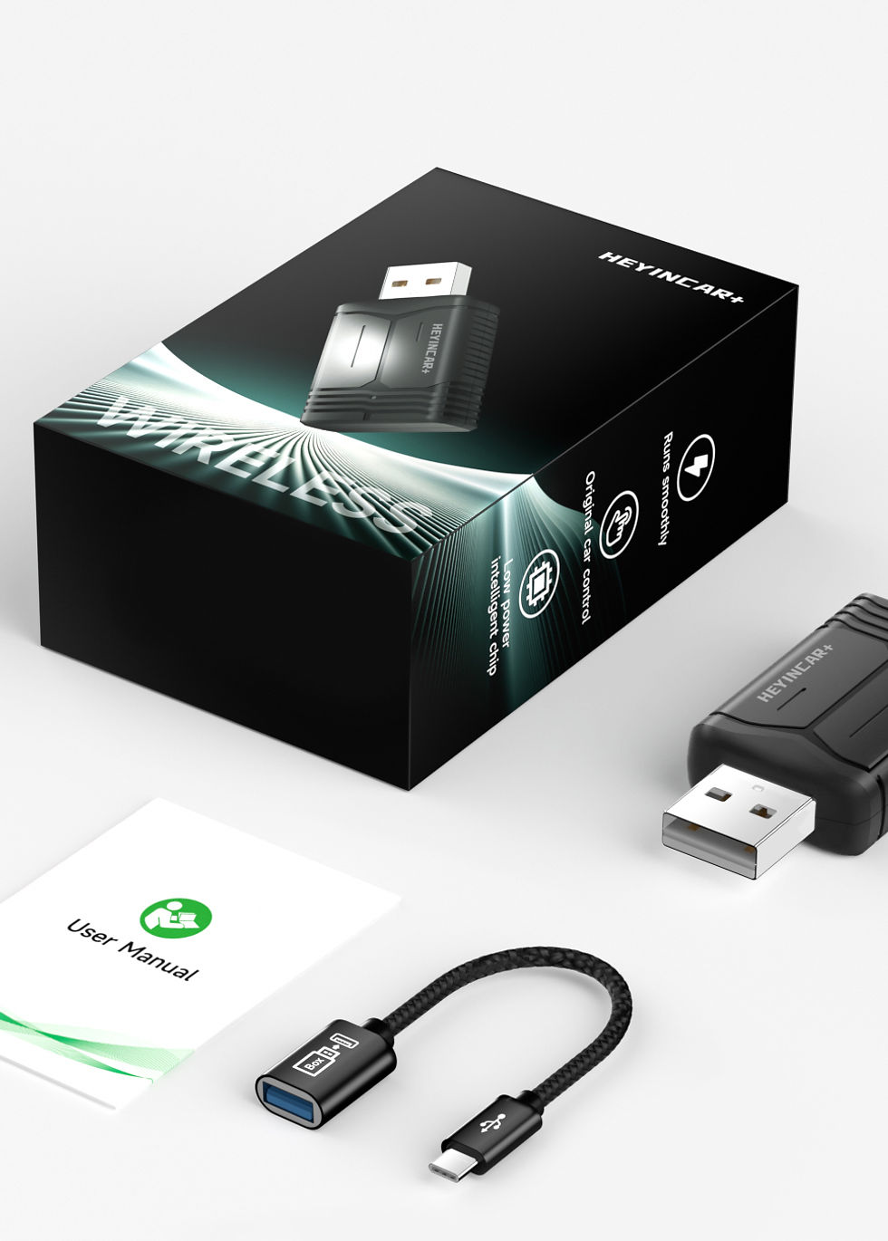 Thumbnail: 2026 HEYINCAR 2in1 Wireless Android Auto Adapter Carplay Smart Dongle Plug and P