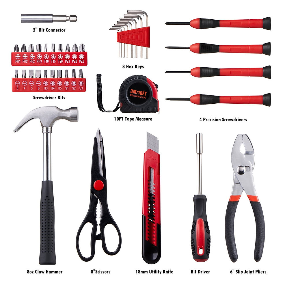 Thumbnail: 39 Piece Tool Set, Portable Household Hand Tool Kit with Plastic Tool Box, ..