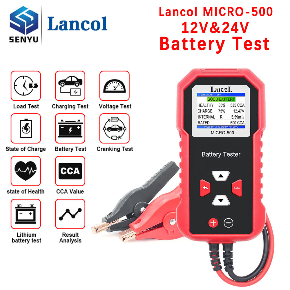 12V 24V Car Battery Tester 40-3000 CCA Cranking Charging Lead Acid Battery Capac
