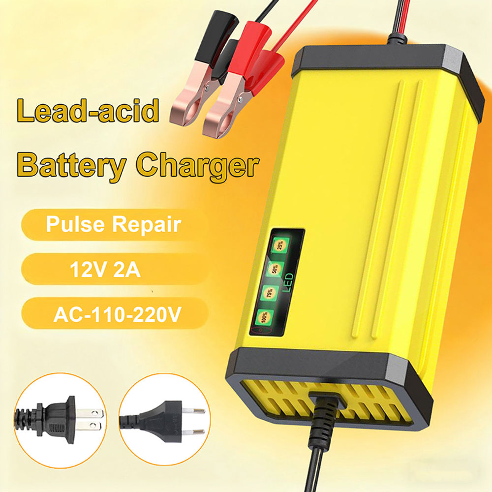12V 2A Pulse Repair Charger Car Battery Charger EU/US Plug LED Display Motorcycl