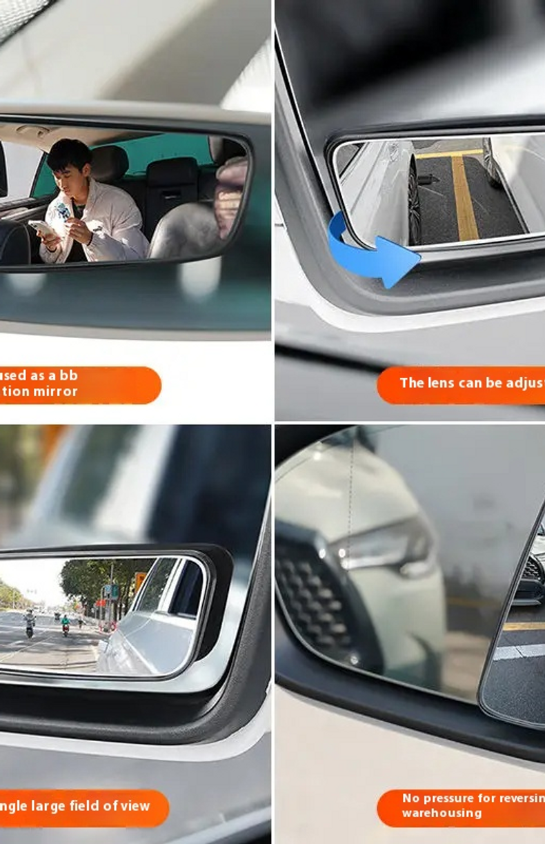 Thumbnail: 2Pcs 360 Degree Adjustable Blind Spot Mirror Car Auxiliary Rearview Convex Mirro