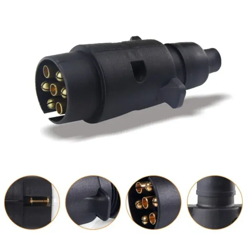 1PC 12V 7 Way Round Standard European Car Plug Connector Plastic 7 Pin Socket Pl