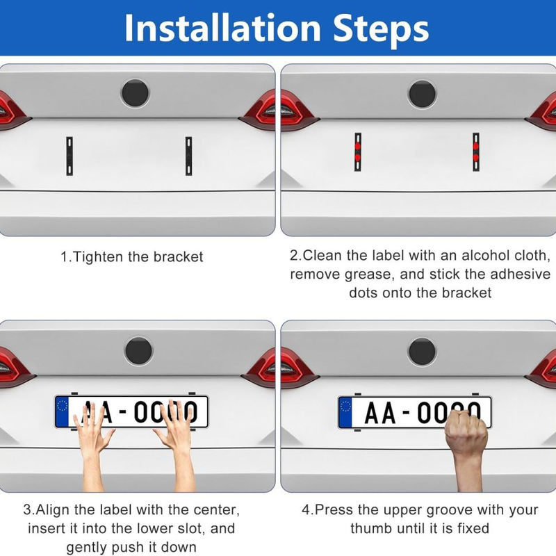 Thumbnail: 4set Car License Plate Holder Frameless Number Plate Holder Weatherproof Invisib